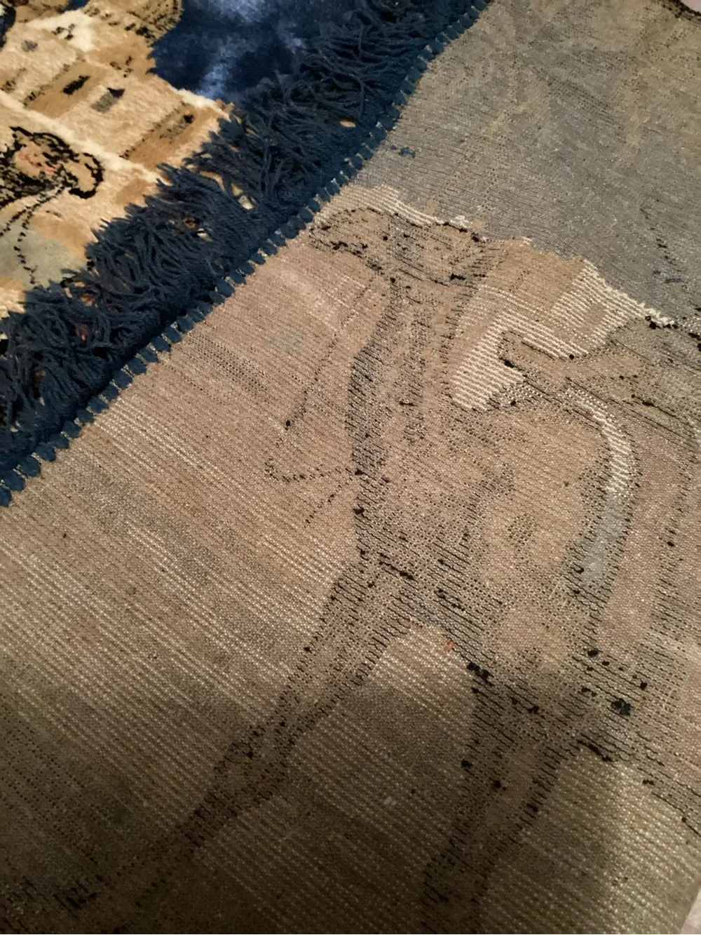 vintage Middle Eastern or North African camel caravan tapestry 44” x 20”